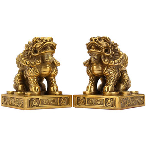 Par de Figuras de Pixiu de Latón, 2 Piezas, Decoración Feng Shui para el Hogar u Oficina, Bestia Auspiciosa, Regalo Artesanal - Product Image 4