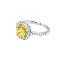KAAN JEWELRY Damen 925 Silber Rhodinierter Ring mit gelbem Quadrat Zirkon Trendy Design für Geschenk anlässe
