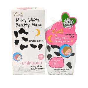 La piel más suave aumenta la humedad revitaliza V NATURE Mascarilla de belleza blanca lechosa (6 bolsitas/1 caja) Bolsita Crema Mascarilla para dormir Suaviza - Product Image 1