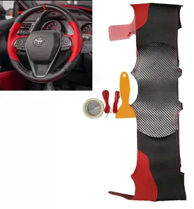 Sport design fiber leather carbon fiber durable car special hand sewn steering wheel cover for Toyota Camry