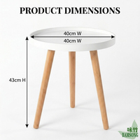 Table d'appoint blanche à bord surélevé, plateau rond en bambou naturel, pieds trépieds, style nordique simple, table basse de canapé, table d'appoint pour la maison