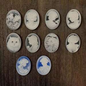 Énorme agate naturelle ovale Antique, 30x40mm, <span class=keywords><strong>bleu</strong></span> noir, fabrication de pendentif <span class=keywords><strong>camée</strong></span> sculpté pour dame élégante - Product Image 3