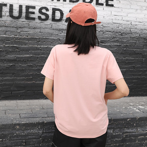 Confortable 180g glace soie coton cou pull couleur unie Logo à manches courtes coupe ample T-shirt pour garçons tissé tissu Base <span class=keywords><strong>chemise</strong></span> - Product Image 4