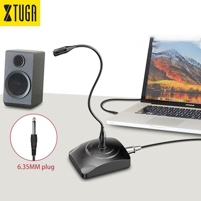 Xtuga XMC-38 Metal Desktop Condenser Noise Cancelling Conference Microphone System 5m Cable Easy-to-Use Gooseneck XLR Wired for
