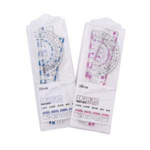 ชุดไม้บรรทัดพลาสติกใสแบบปรับแต่งได้ 4 ชิ้น ขนาด 8.8x24 ซม. ราคาโรงงาน MOQ ต่ำ อุปกรณ์เรขาคณิตคณิตศาสตร์ เครื่องเขียนเว็บโซเชียล - Product Image 1