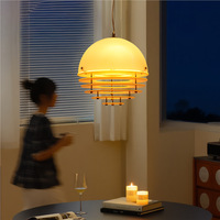 Lustre en verre réglable en hauteur de 18W, couleur orange coucher de soleil, style Bauhaus rétro, ambiance chaleureuse, pour restaurant, café, bar, maison