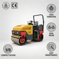 Rodillo Compactador Vibratorio de Doble Tambor Hidráulico de Alta Eficiencia de 3 Toneladas, Modelo RBT-JS1200, Motor Kubota, Grado 30%