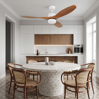 Ventilateur de plafond moderne avec lumière LED, 3 pales en bois, télécommande, pour chambre à coucher et salon