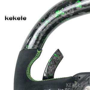 Volant en fibre de carbone forgé vert personnalisé avec manettes de vitesse pour <span class=keywords><strong>Audi</strong></span> Q3 Q4 Q5 Q7 Q8 R6 R8 S3 S4 S5 RS3 <span class=keywords><strong>RS5</strong></span> - Product Image 6