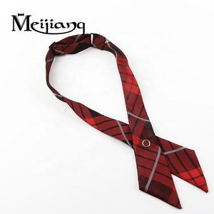 Noeuds papillon croisés personnalisés pour hommes, femmes, uniformes scolaires, en polyester, ajustables, couleurs et motifs personnalisés - Product Image 2