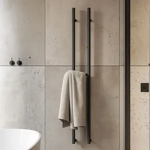 Calentador de toallas caliente montado en la pared, calentador de toallas de acero inoxidable, toallero calentado Vertical