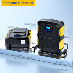 Trực Tuyến Tốt Nhất Người Bán Kỹ Thuật Số Lốp Inflator Với Đa-Chức Năng, Xe DC 12 V Xe Xách Tay Tự Động Máy Nén Khí Bơm Để - Product Image 2