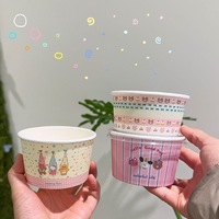 Gobelets en papier blancs personnalisables, recyclables, jetables, ronds, pour crème glacée, avec couvercle