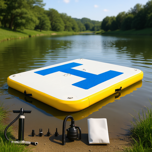 Plateforme flottante gonflable 8 x 5 pieds avec pompe à air électrique pour lacs et étangs - Product Image 2