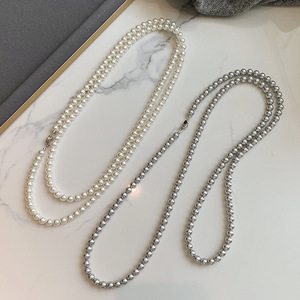 <span class=keywords><strong>Collana</strong></span> Lunga in Vetro Imitazione <span class=keywords><strong>Perla</strong></span> Grigio Argento, <span class=keywords><strong>Collana</strong></span> Multistrato a Più Livelli per Regalo - Product Image 4