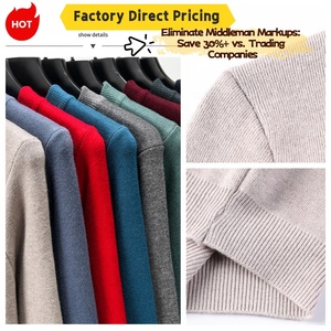 Áo len nam giữ nhiệt dày dặn, lót lông cừu, cổ giả, tay dài, chất liệu dệt kim, màu trơn, áo lót mùa đông, ấm áp mùa thu - Product Image 4