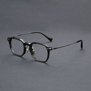 Lunettes de vue OTW6024 en acétate de titane pour hommes et femmes, monture complète classique bleue/dorée, légères, pour visages en forme de losange - Product Image 3