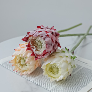 Fleur artificielle en soie floquée Greenway, Protea Artificielle à tige unique, pour décoration de mariage - Product Image 1
