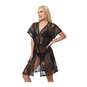 Cárdigan de encaje ajustable para mujer, vestido con frente abierto y abertura lateral para la playa o como ropa de noche 13875 - Product Image 1