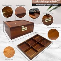 Kotak Kayu Akasia Persegi Panjang Premium Mewah Bermerek Khusus, Terbagi, Dapat Dilepas, untuk Set Hadiah dengan Kait Emas