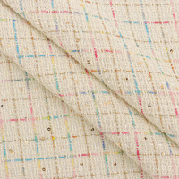 Tissu en tweed à paillettes florales colorées Plaid tissé grossier pour chaussures de mode en stock chapeaux sacs trame fil tricoté teint Textiles de maison