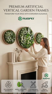 RUOPEI UV 5000H - Arte de Pared con <span class=keywords><strong>Plantas</strong></span> Artificiales <span class=keywords><strong>en</strong></span> Marco Redondo, Jardín Vertical 3D, Decoración de Interiores para el Hogar y la Oficina - Product Image 2