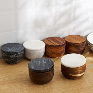 Maison Naturelle Vente en Gros Cuisine Maison Marbre Blanc Pot à Épices Poivre Boîte Sucre Assaisonnements Gardien <span class=keywords><strong>Sel</strong></span> Cave - Product Image 4