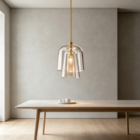Lustre suspendu moderne vintage en laiton avec cloche en verre et acier pour salle à manger, chambre à coucher, villa, plafond haut, lampe d'intérieur