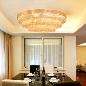 Zeal Lighting High Quality <b>Modern</b> Crystal Chandelier Nordic High <b>Ceiling</b> Pendant Lamp with <b>LED</b> <b>Light</b> Source Stainless Steel Base - Product Image 4