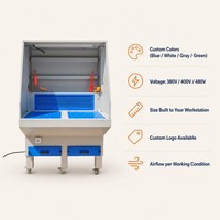 Table de ponçage mobile industrielle robuste avec filtre à cartouche, double tiroirs de dépoussiérage et éclairage LED pour le ponçage des métaux