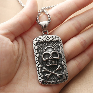 Collar con Colgante de Calavera de Acero Inoxidable, Diseño Geométrico Punk Retro para Hombre, 19050 - Product Image 3
