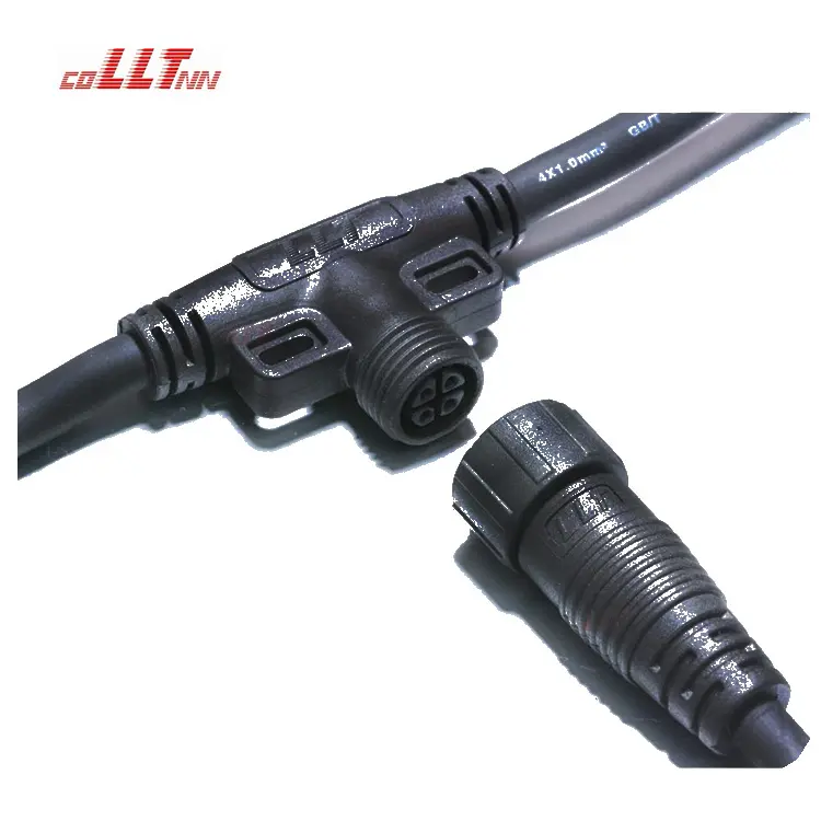IP65 M16 3 Ways T 4 Pin Led Electrical Landscape Light Grow Lighting Cable Connectors Manufacturers