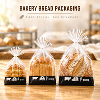 Sac à pain transparent en LDPE, sac d'emballage pour boulangerie, sac alimentaire plat, logo personnalisé, taille, épaisseur, OEM, ODM