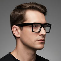 Monture de lunettes de vue carrée pleine monture en acétate de haute qualité pour hommes, verres en verre, adaptée à toutes les formes de visage, livraison rapide – Meilleures ventes