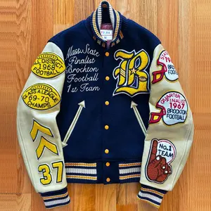 OEM custom mens bomber jackets leather sleeves high quality letterman baseball jacket for men