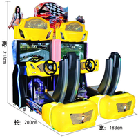 Artbel Machine de jeu d'arcade de course pour deux joueurs, simulateur à monnayeur, prise en charge de l'anglais, garantie 1 an, jaune et noir, 220V