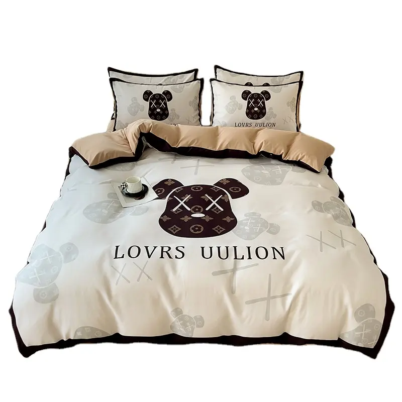 नई आगमन हॉट बिक्री 4 पीसी बेडशीट कस्टम उच्च गुणवत्ता वाले नरम बिस्तर शीट किंग आकार मुद्रित डुवेट कवर सेट कार्टून बच्चों बिस्तर सेट