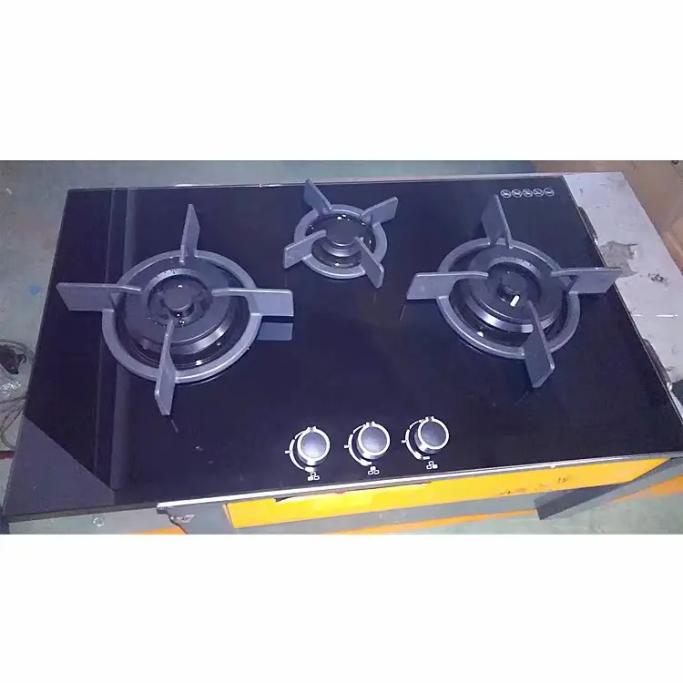 Best selling cheap glass top table 3 burner good fire gas stove cook