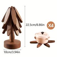 4pcs Tatakan Kayu Bentuk Pohon Inovatif, Alas Piring Lipat, Tatakan Panas untuk Dapur, Bahan PC, Acara Pernikahan