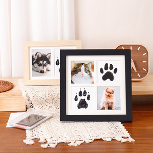 Cadre <span class=keywords><strong>photo</strong></span> commémoratif pour empreintes de pattes de chien et de chat, fait main, sans lavage, avec tampon d'impression DIY, pour empreintes de mains et de pattes d'animaux de compagnie, pour l'international - Product Image 1