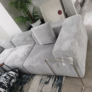 Canapé sectionnel moderne minimaliste en forme de bloc de tofu, compressé sous vide, une place, design en ligne droite, revêtement en tissu amovible - Product Image 5