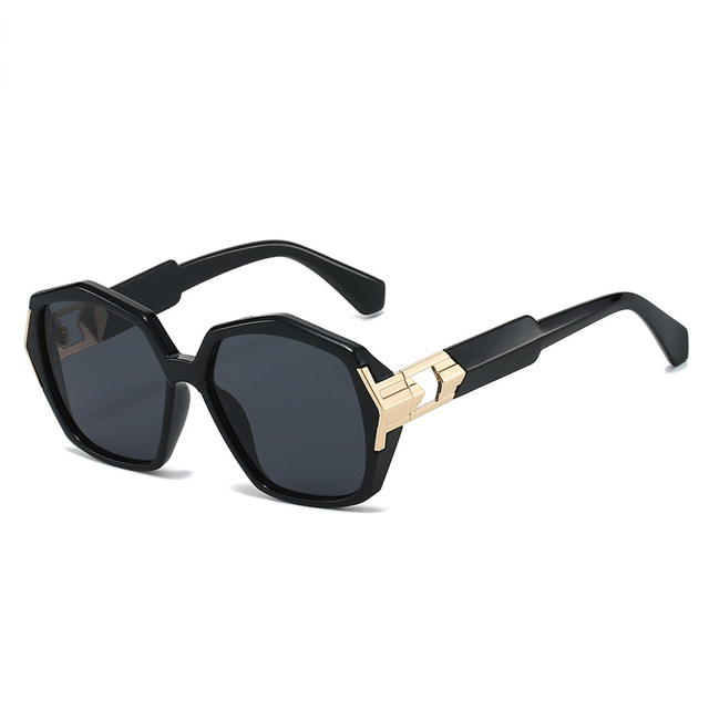 QSKY 278 Fashion Oversized Polygon Metal Sunglasses Female Male Vintage Gradient Lens Outdoors Big Frame Sunglasses Gafas De Sol