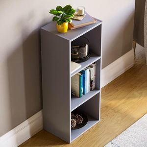 Wooden Shelving <strong>Unit</strong> 3-Tier <strong>Cube</strong> Bookcase for Home Office and Workshop for Display and <strong>Storage</strong> Furniture <strong>Grey</strong> - Product Image 4