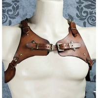 Harnais de poitrine en cuir style steampunk gothique pour homme et femme, ceinture d'armure médiévale, costume de cosplay de pirate pour fête