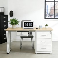 Table de direction contemporaine simple pour bureau, avec plateau en bois massif et base en acier, pour cadre, personnel et conseil d'administration
