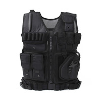 Gilet tactique anti-coupure personnalisé, imperméable, multifonctionnel, équipement extérieur, sac de poitrine en maille amphibie avec fermeture éclair