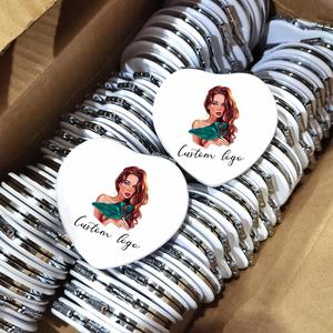Wholesale Pocket Personalized Double Side PU <b>Compact</b> Mirror Heart Pocket Mirror Round Mini <b>Makeup</b> Mirror for Girl - Product Image 1