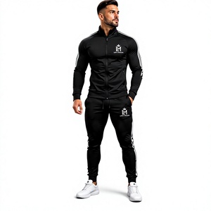 Survêtement Long Mission pour Hommes, Noir, Manches Longues, avec Logo et Poches Latérales, Respirant, Vêtement Casual d'Hiver, 100% Coton, Léger - Product Image 1