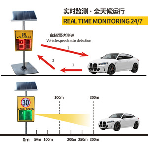 Señal de radar solar de alta intensidad con pantalla de velocidad, impermeable IP65, con LED y retroalimentación para control de tráfico en carreteras - Product Image 4