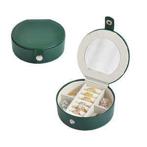 Wholesale Mini Travel Jewelry Case Portable Pu Leather Jewelry Organizer with Button Closure and <b>Mirror</b>-Jewellery Storage - Product Image 2
